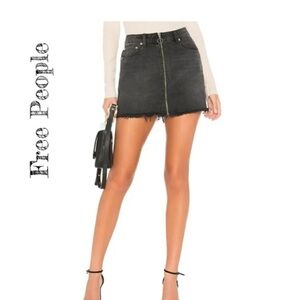Free People Black Denim Mini Skirt